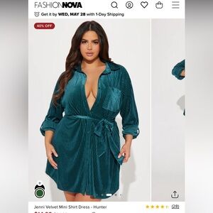 Hunter Teal Velvet Dress
